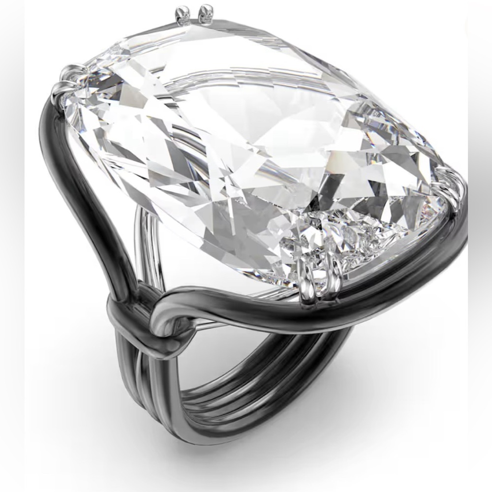 Swarovski Harmonia cocktail ring, Oversized crystal, White, Mixed metal finish